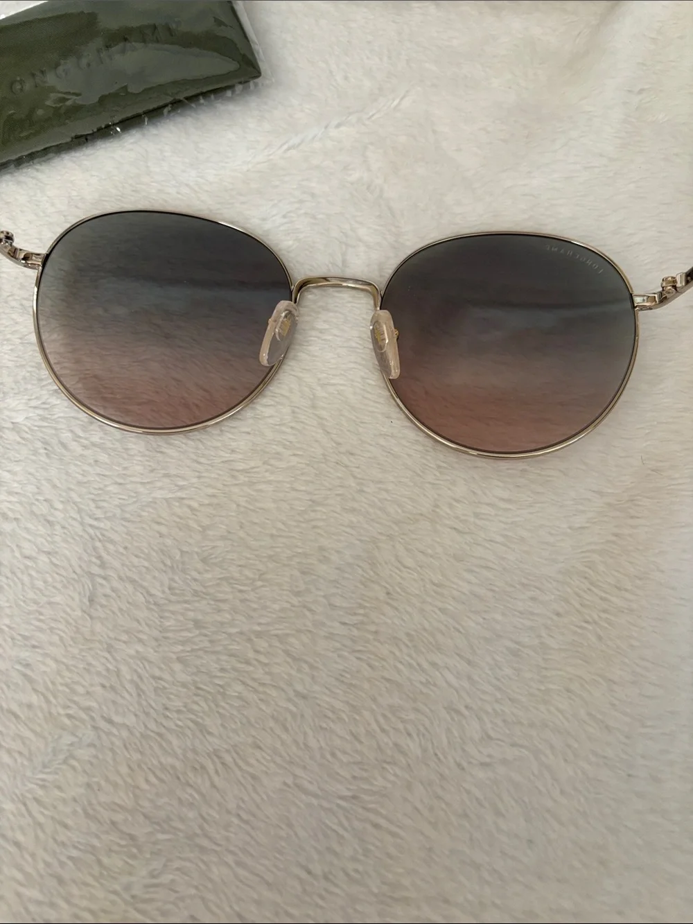 Longchamp Gold Frame Sunglasses with Brown Gradient Lenses